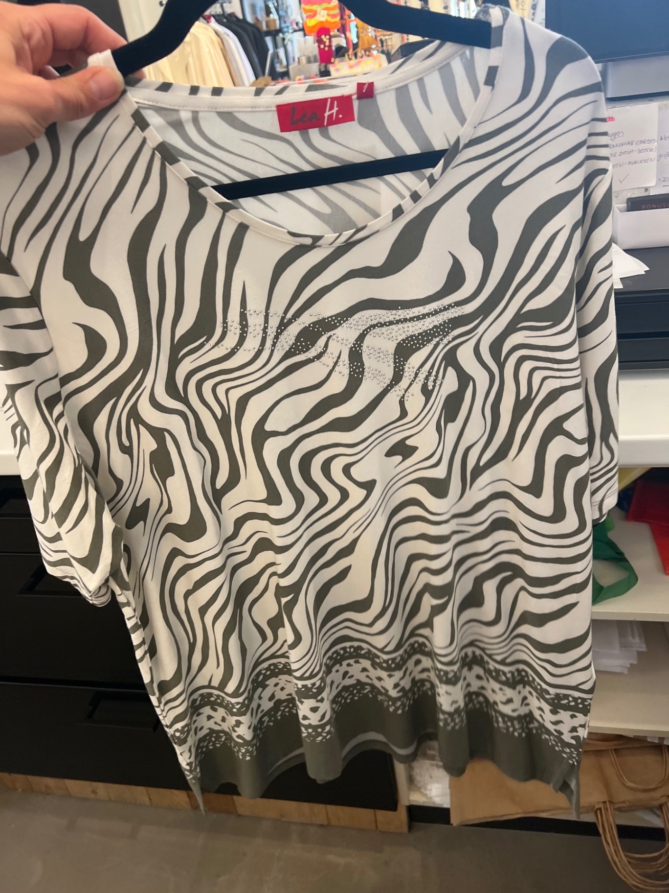 Lea H. T-Shirt Weiß Grün Gr.: 48