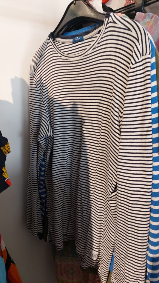 Tom Tailor Langarmshirt Blau und Weiß Gr.: M