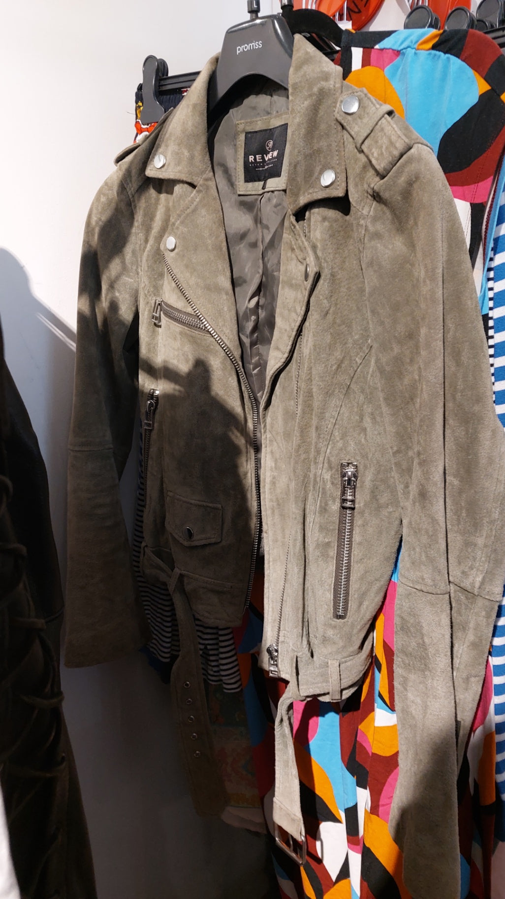 REVIEW Lederjacke Olivgrün Gr.: L