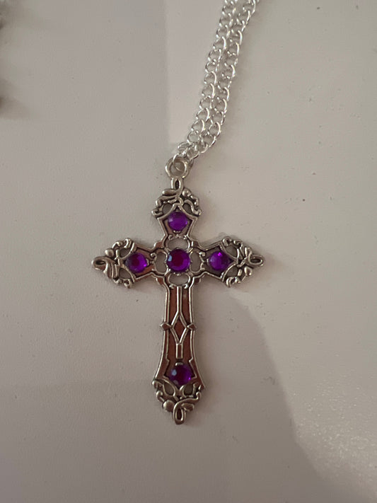 Corvus Luna Kette lila Kreuz