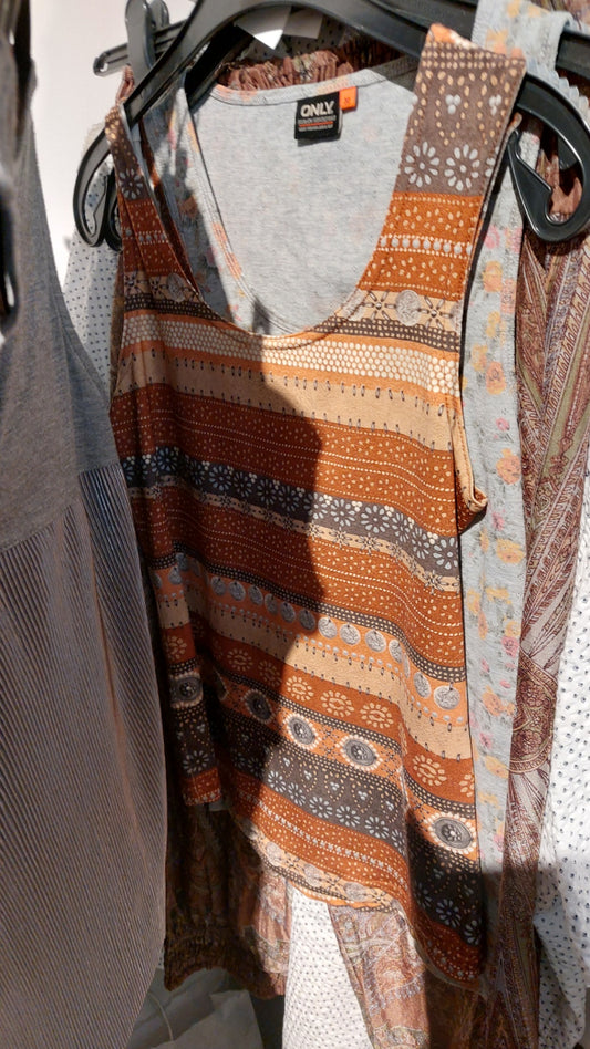 Top Braun, Grau, Weiß, Pink, Orange Gr.: M