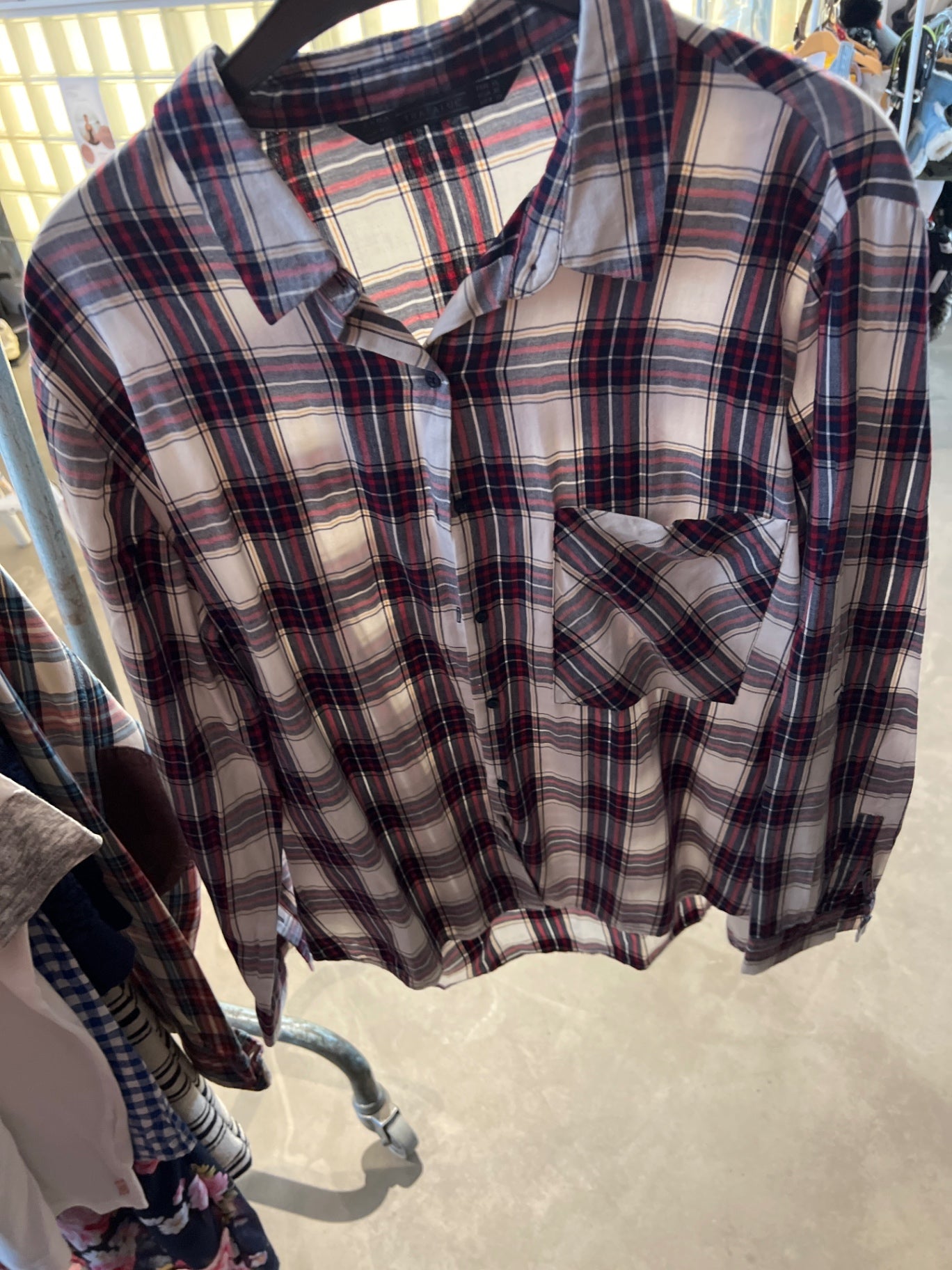 Zara Hemd Weiß, Rot, Blau Gr.: XL