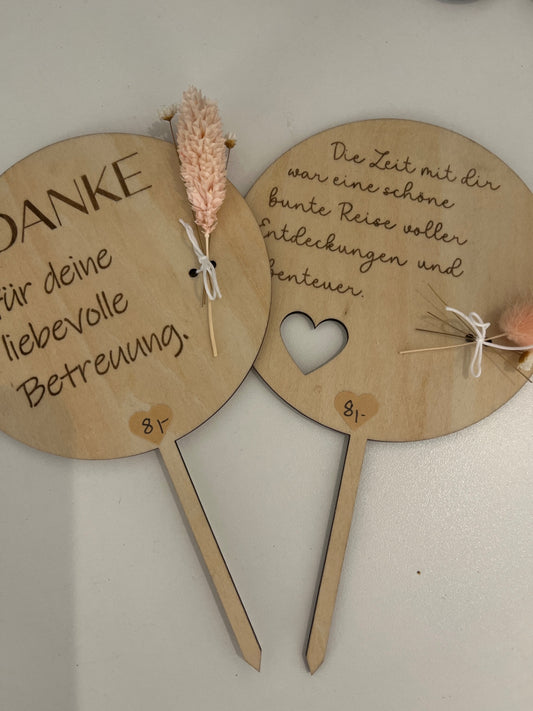 TischGlück Schild Danke Naturholzfarben 