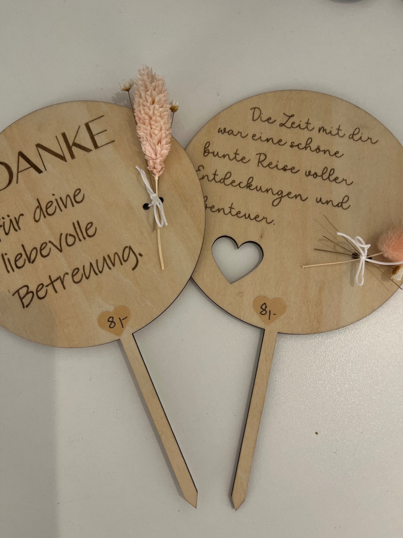 TischGlück Schild Danke Naturholzfarben 