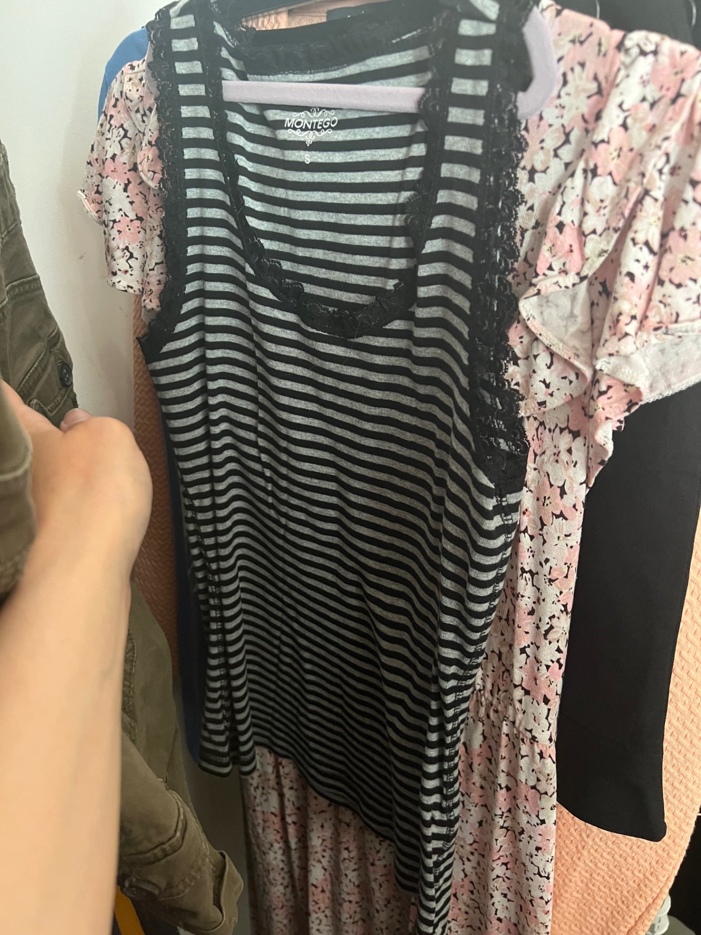 MONTEGO Top Grau und Schwarz Gr.: S