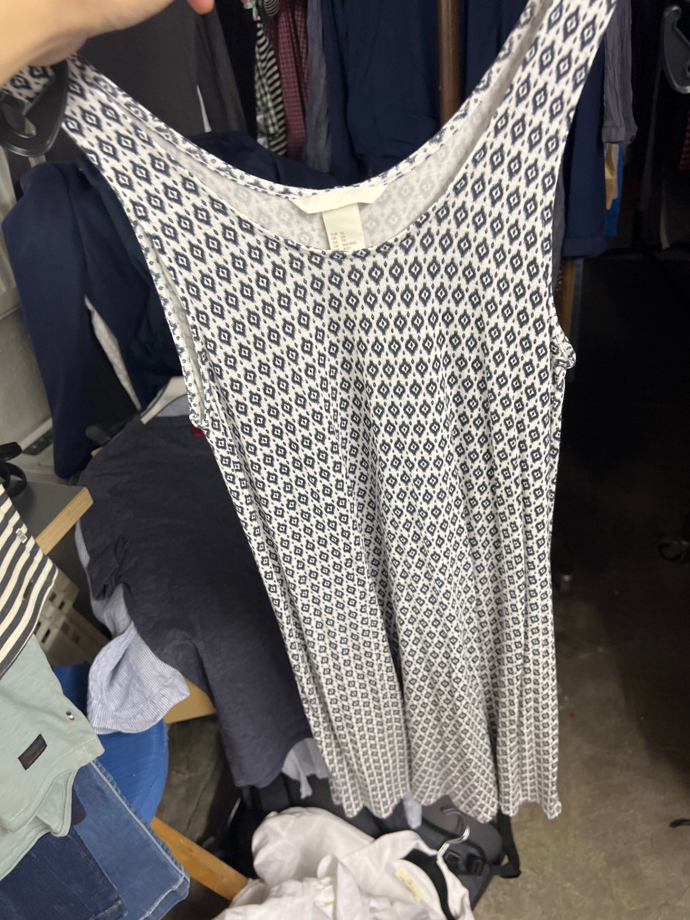 H&M Kleid Weiß Dunkelblau Gr.: XS