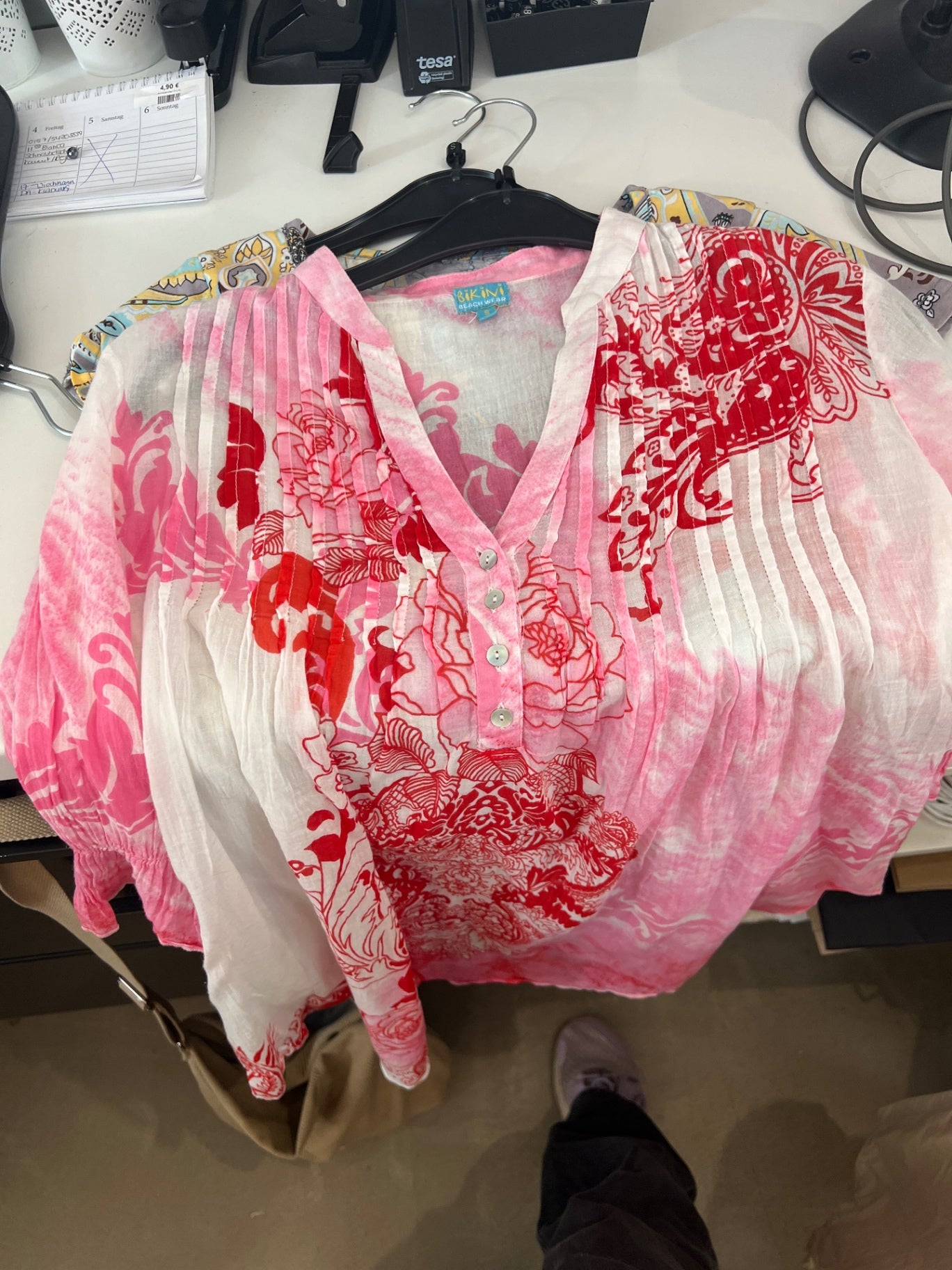 Bikini Bluse Rot, Weiß, Rosa Gr.: S