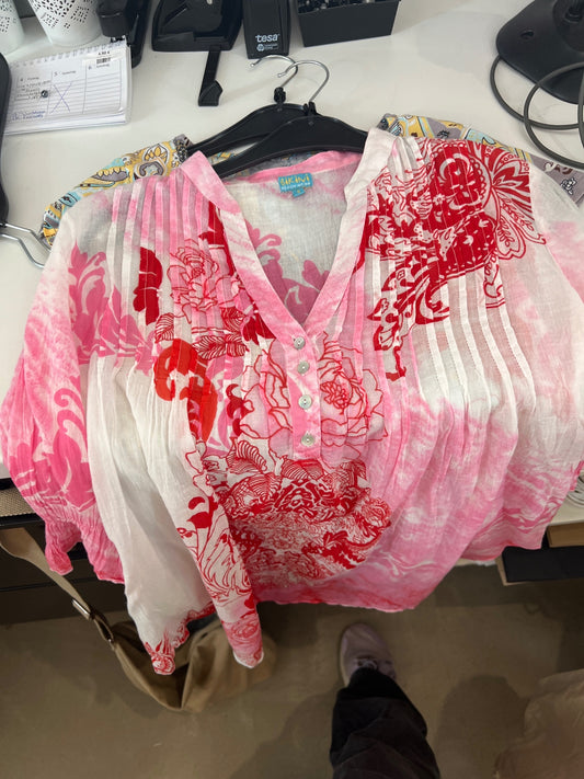 Bikini Bluse Rot, Weiß, Rosa Gr.: S