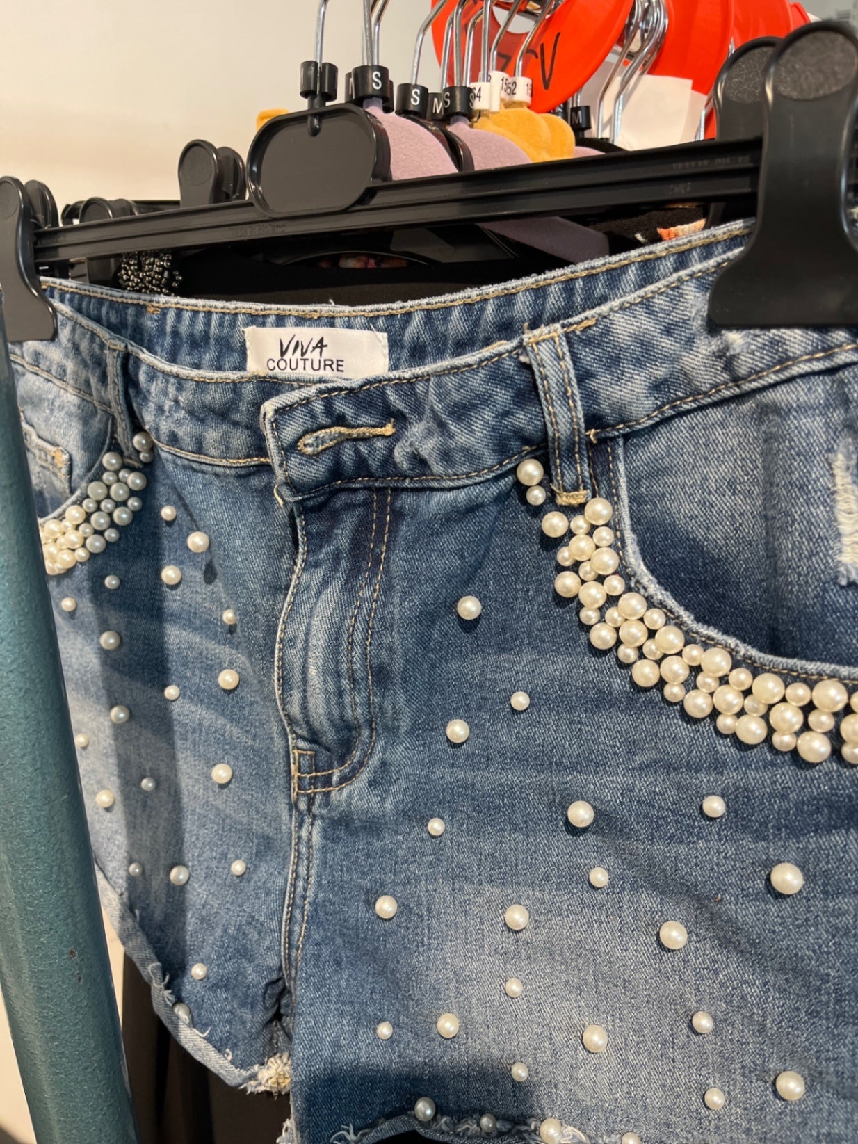 VIVA COUTURE Shorts Blau Perlen Gr.: 40