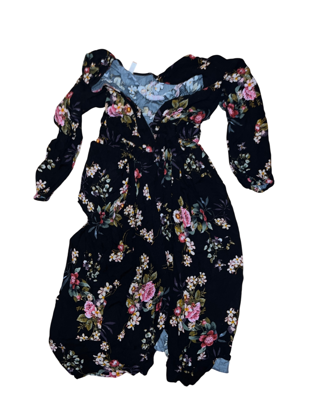 YAS Blusenkleid Schwarz Blumen Gr.: S