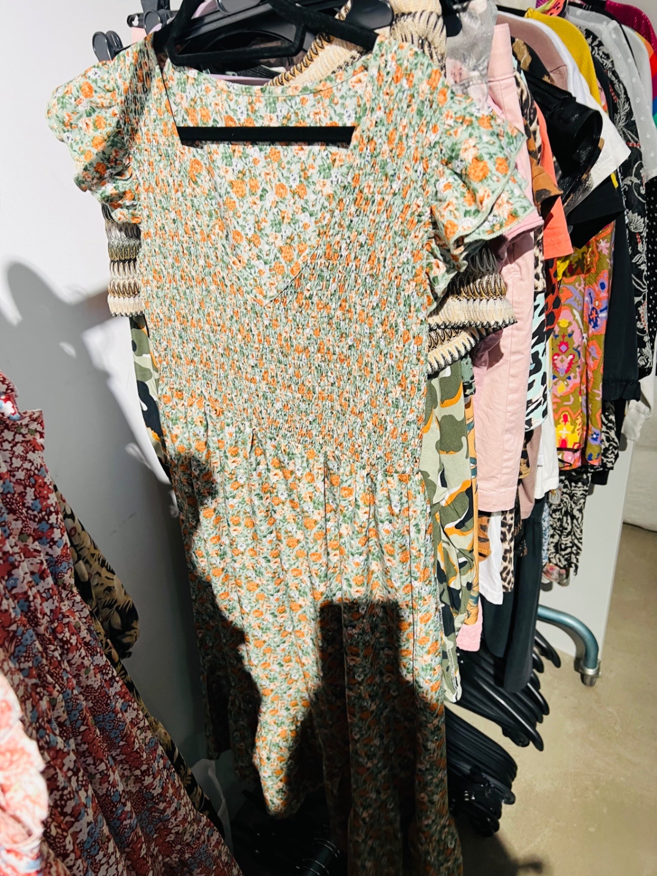 Kleid Bunt mit Orange, Grün  Gr.: L