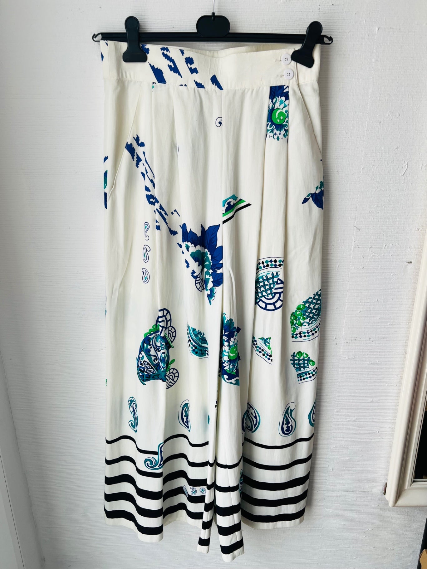 TRUE VINTAGE! Hose Weiß Blau Gr.: M/L