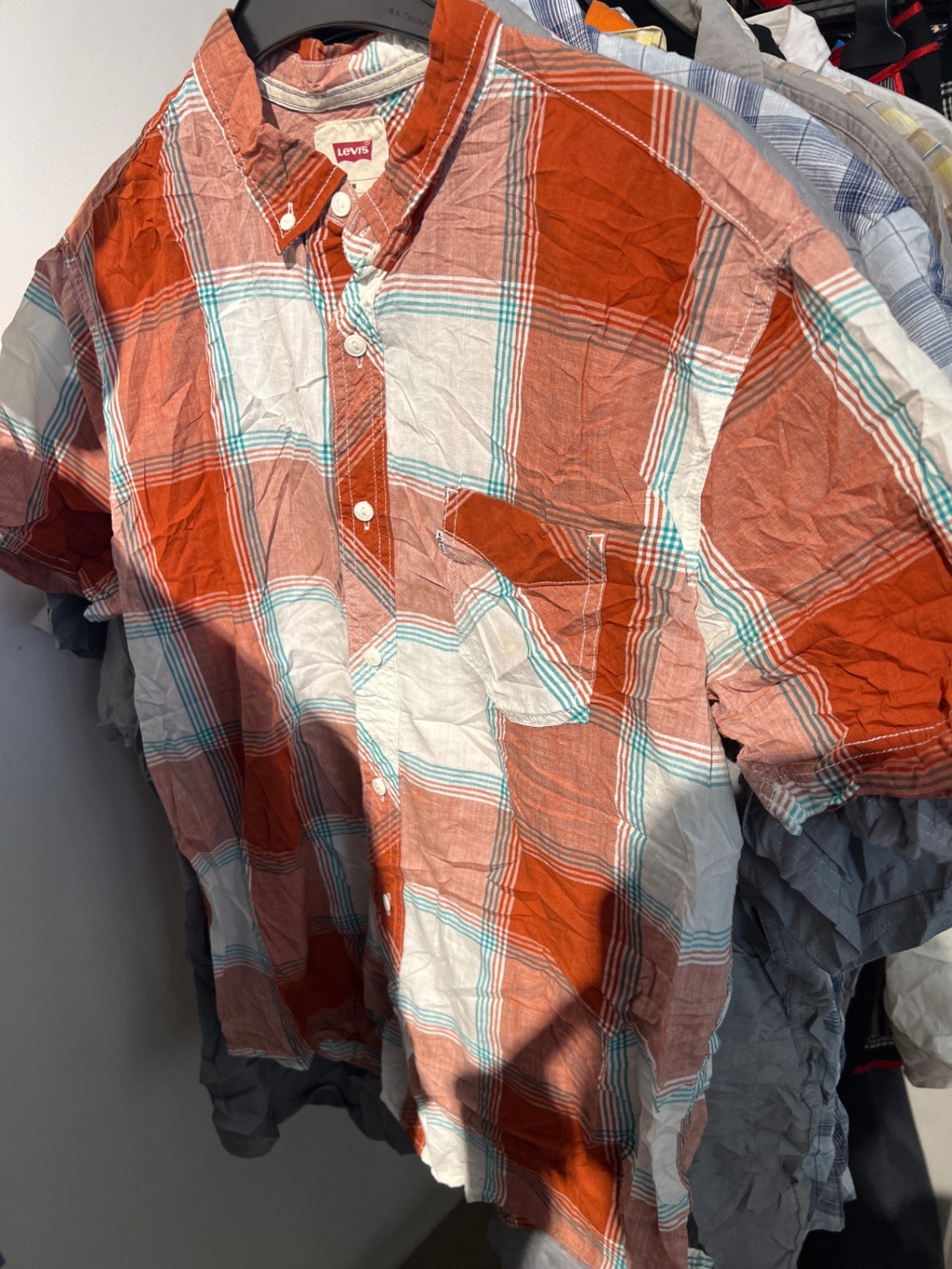 Levi's Hemd Rot, Weiß, Blau, Orange Gr.: S