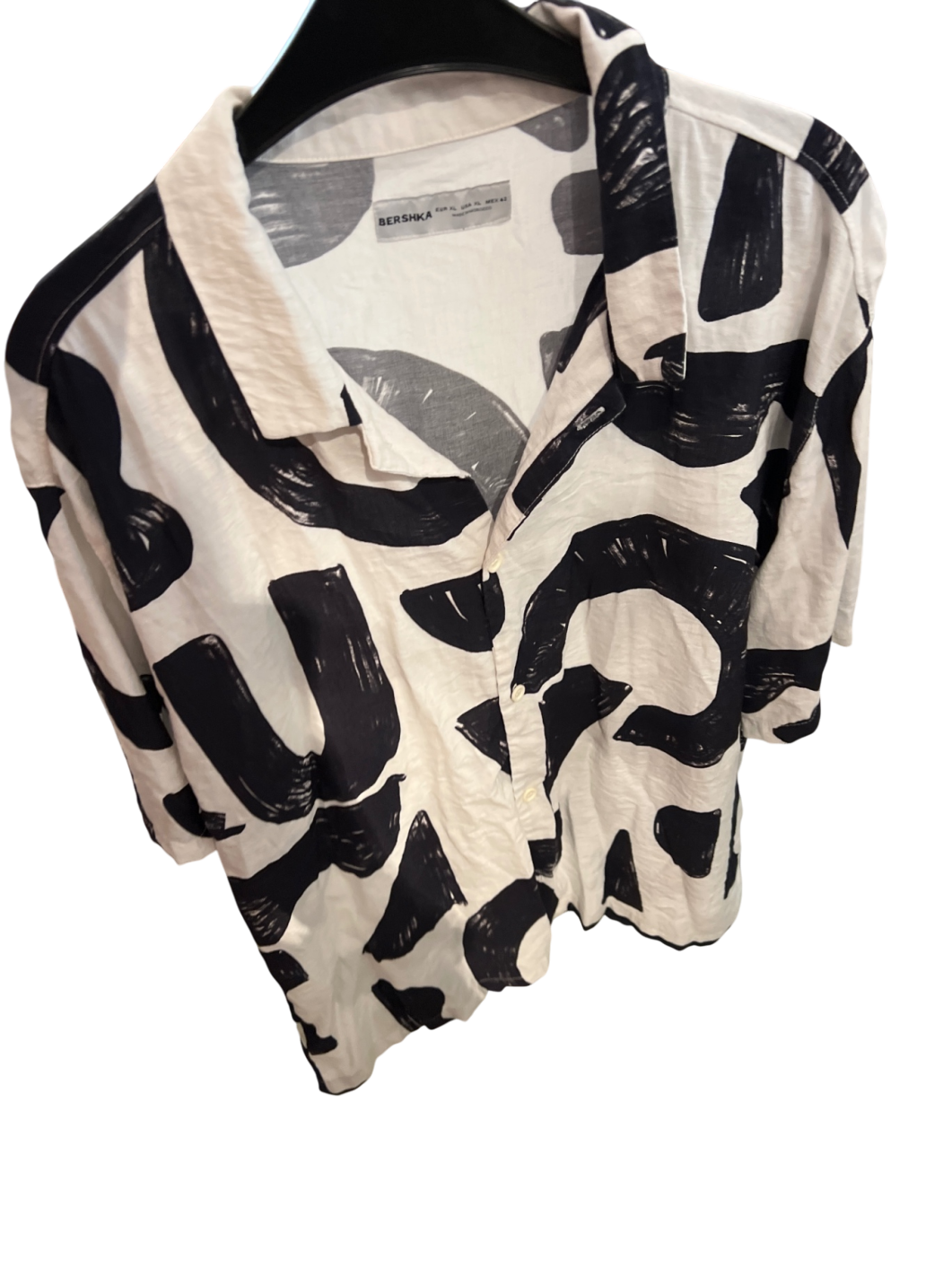 BERSHKA Hemd Weiß Schwarz Gr.: XL