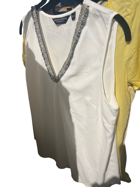DOROTHY PERKINS Top Bluse Weiß Gr.: XL