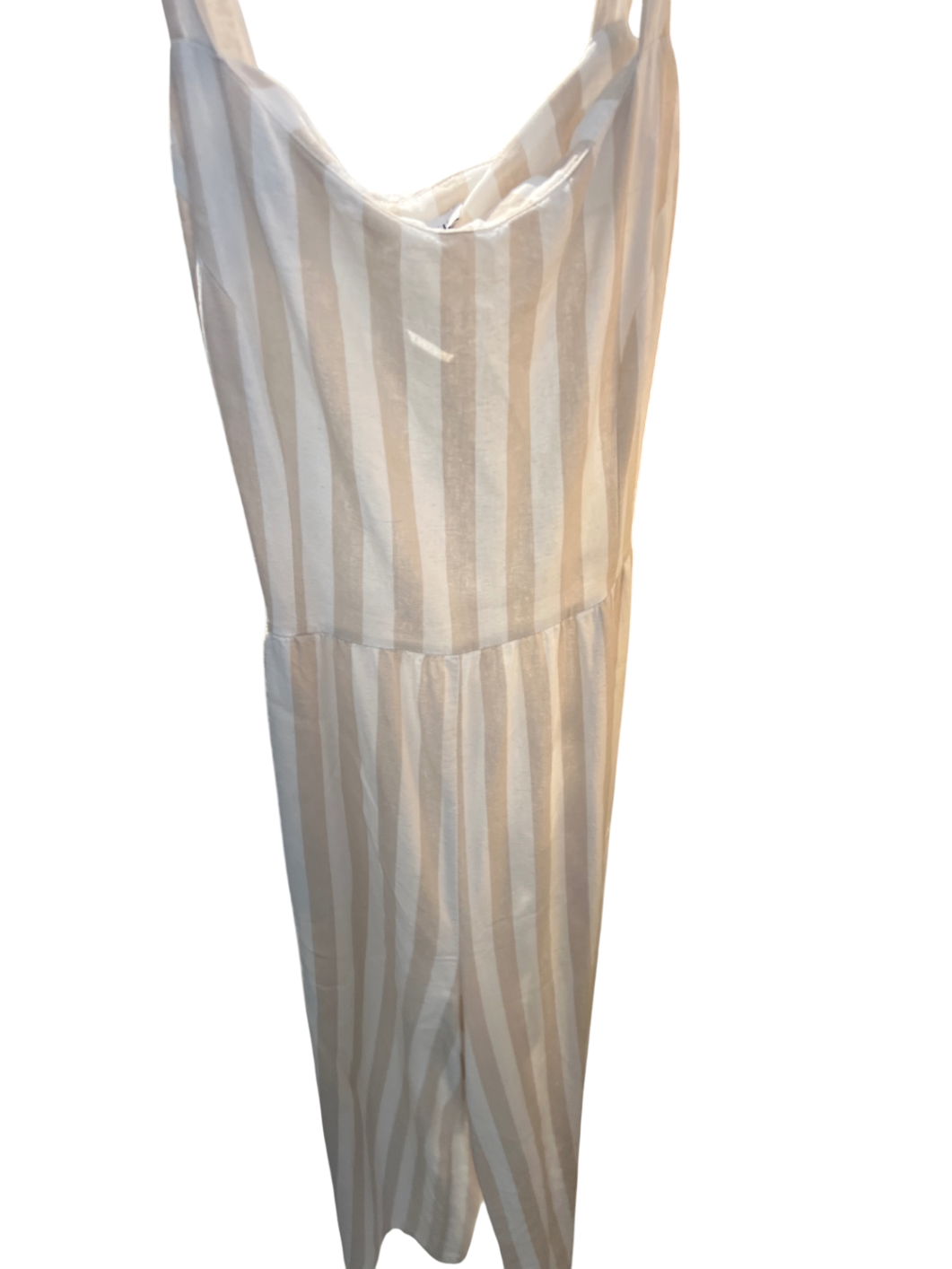 Mangoon Leinen-Jumpsuit Beige Weiß Gr.: L