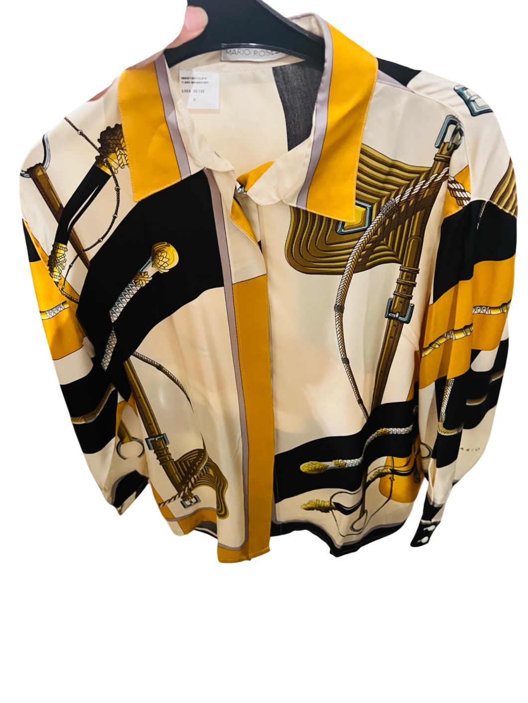 M. Rosella Bluse 100% Seide Gelb Gr.: 42