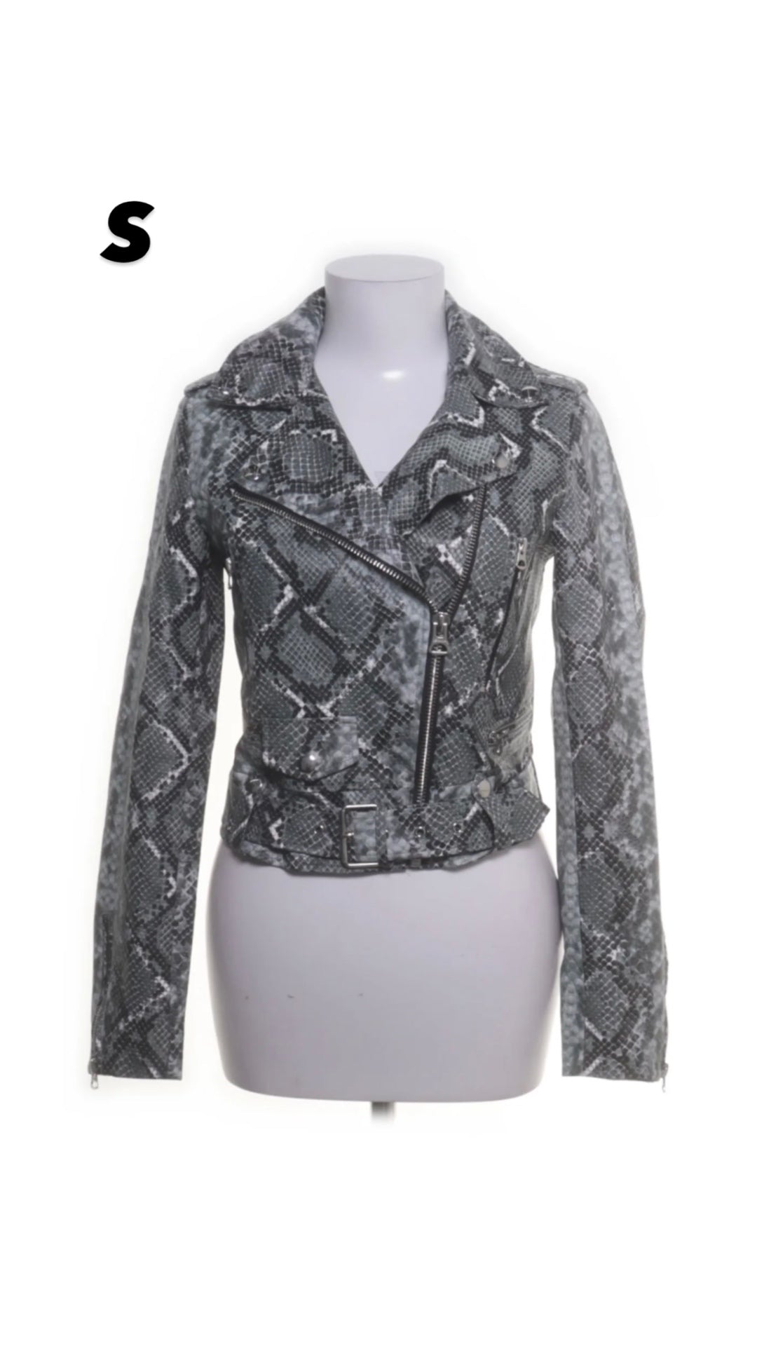 BERSHKA Lederjacke Grau Gr.: S
