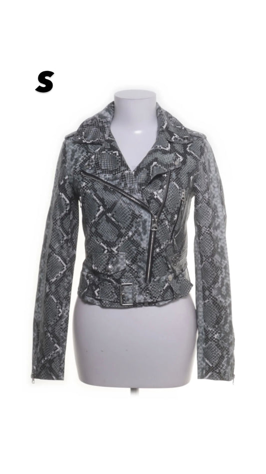 BERSHKA Lederjacke Grau Gr.: S