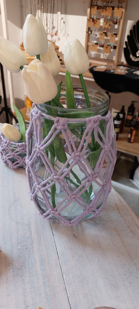 DL Makrameeglas groß Lila 