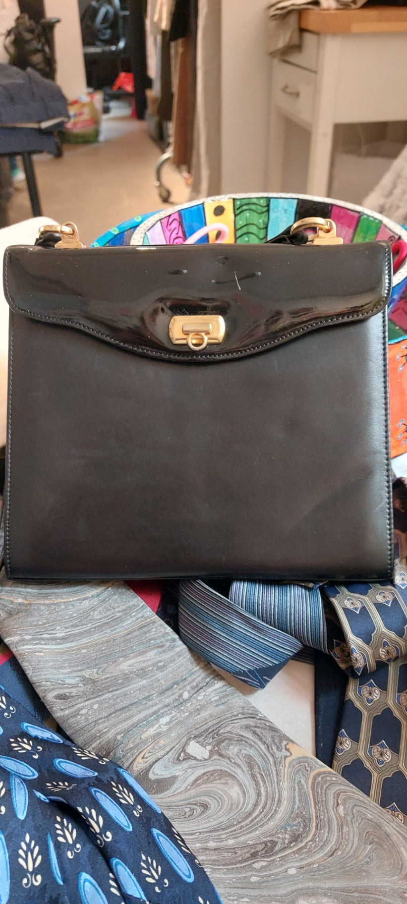 Maerz Vintage Leder Tasche Schwarz 