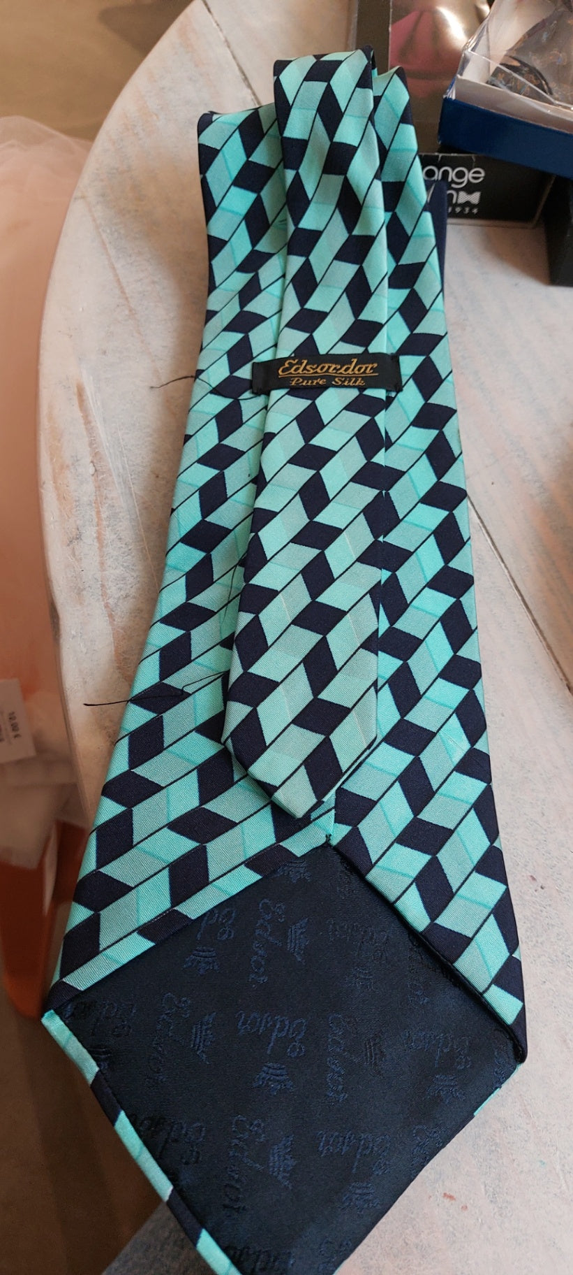 Edsor dor Krawatte Blau/Mint 100% Seide