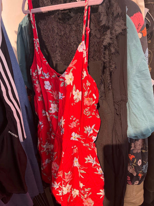 DIVIDED Jumpsuit Rot Blumen Gr.: XS