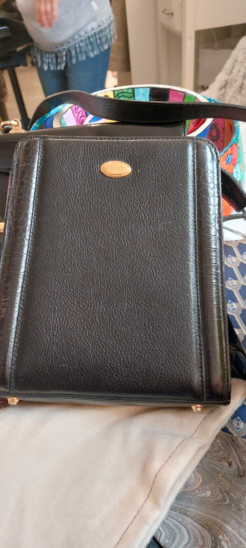 BALLY Vintage Leder Tasche Schwarz