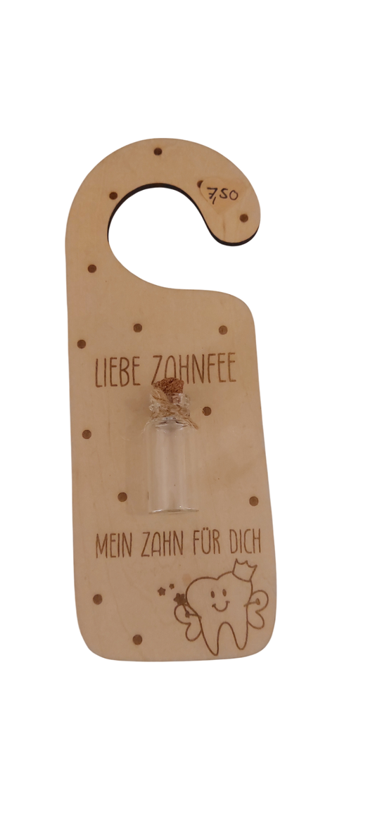 TischGlück Türschild Zahnfee Naturholz 