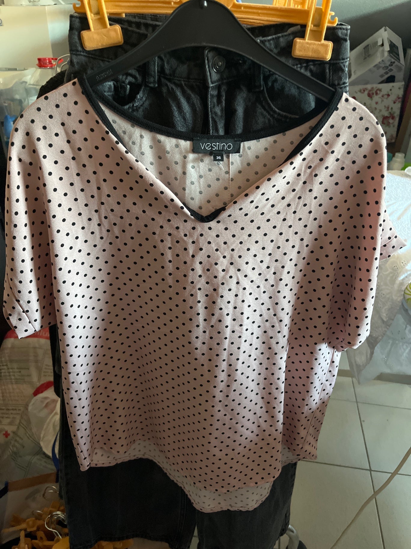 vestino Bluse Rosa schwarz Gr.: 36