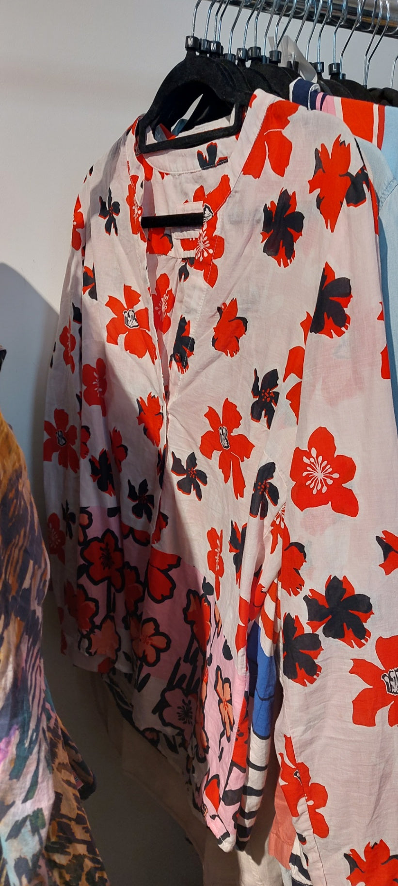 Emily van den Bergh Bluse Weiß/Rot/Schwarz Gr.: 40