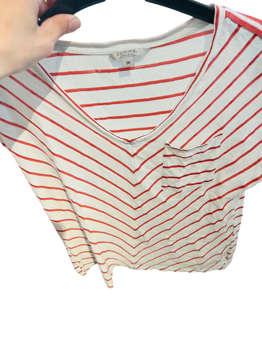 comma Top Weiß mit roten Streifen Gr.: S