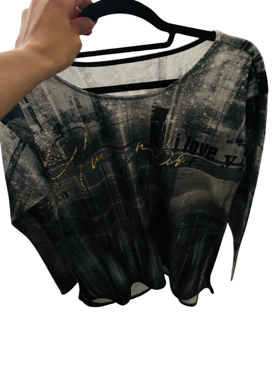 Pullover Grau mit Schwarz Gr.: L
