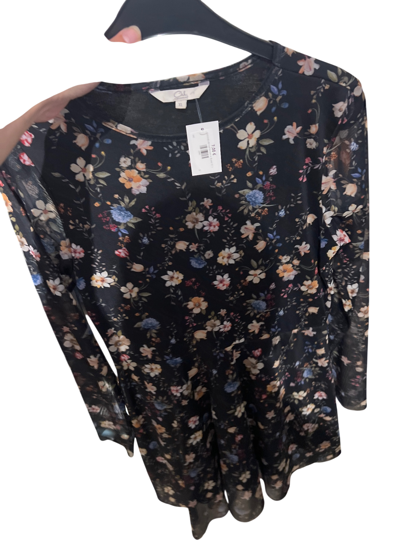 CLOCKHOUSE Kleid Schwarz m. Blumen Gr.: L