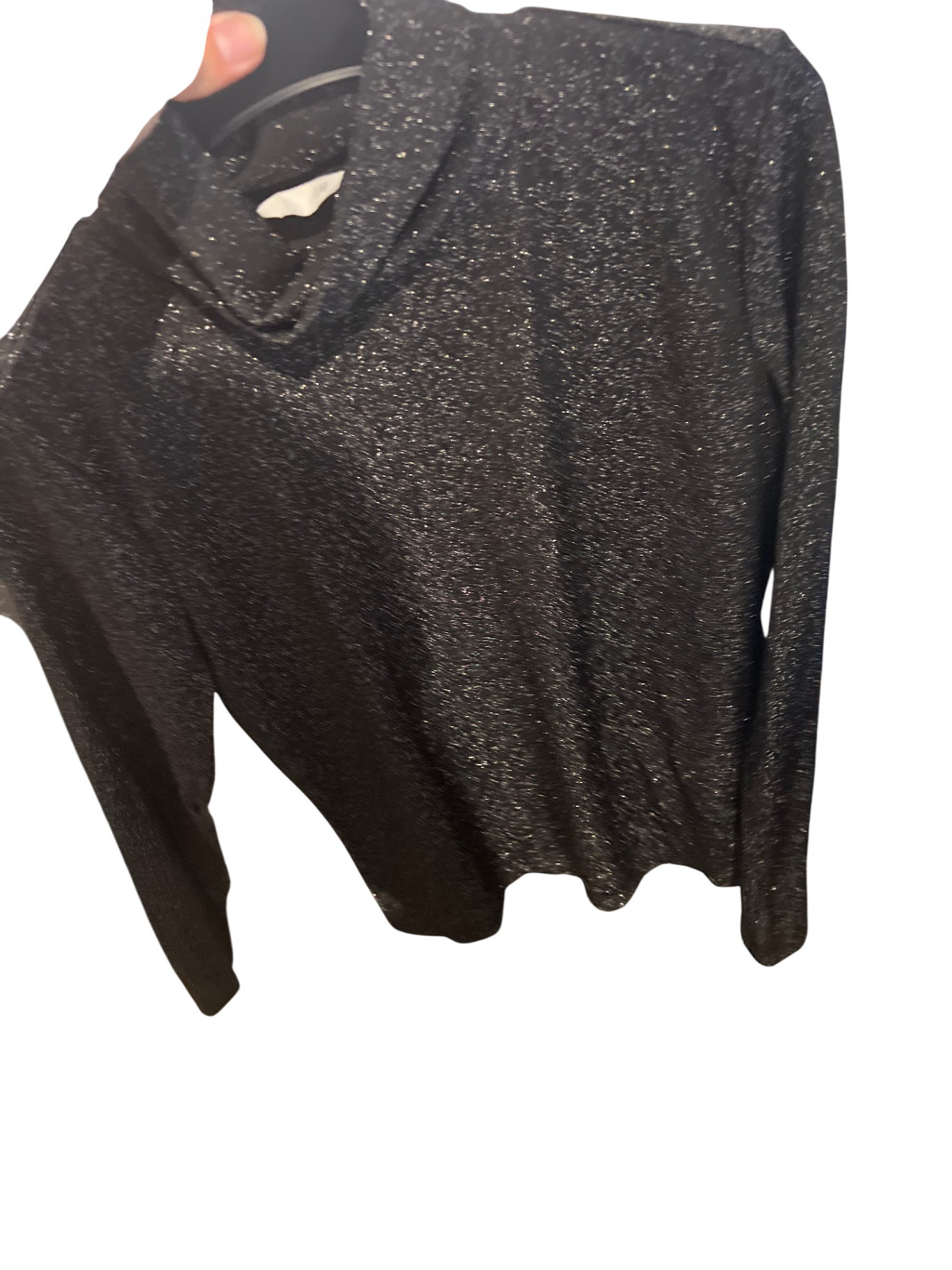 H&M Langarmshirt Schwarz mit Glitzer Gr.: M