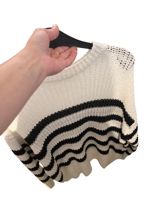 Pull & Bear Pullover Weiß / Schwarz Gr.: S