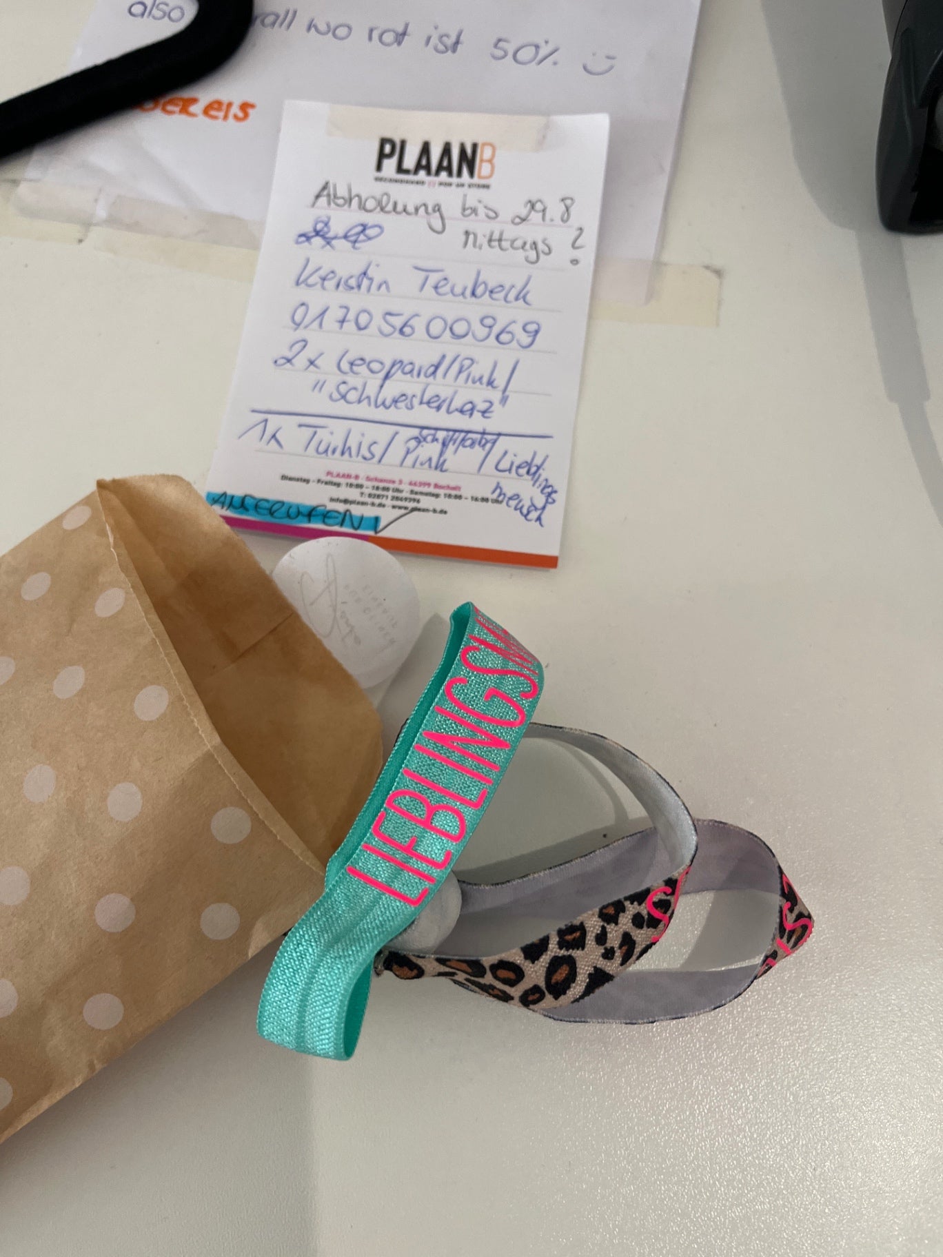 LIEBE Armband Pink, Blau, Grau, Leopardenmuster Gr.: