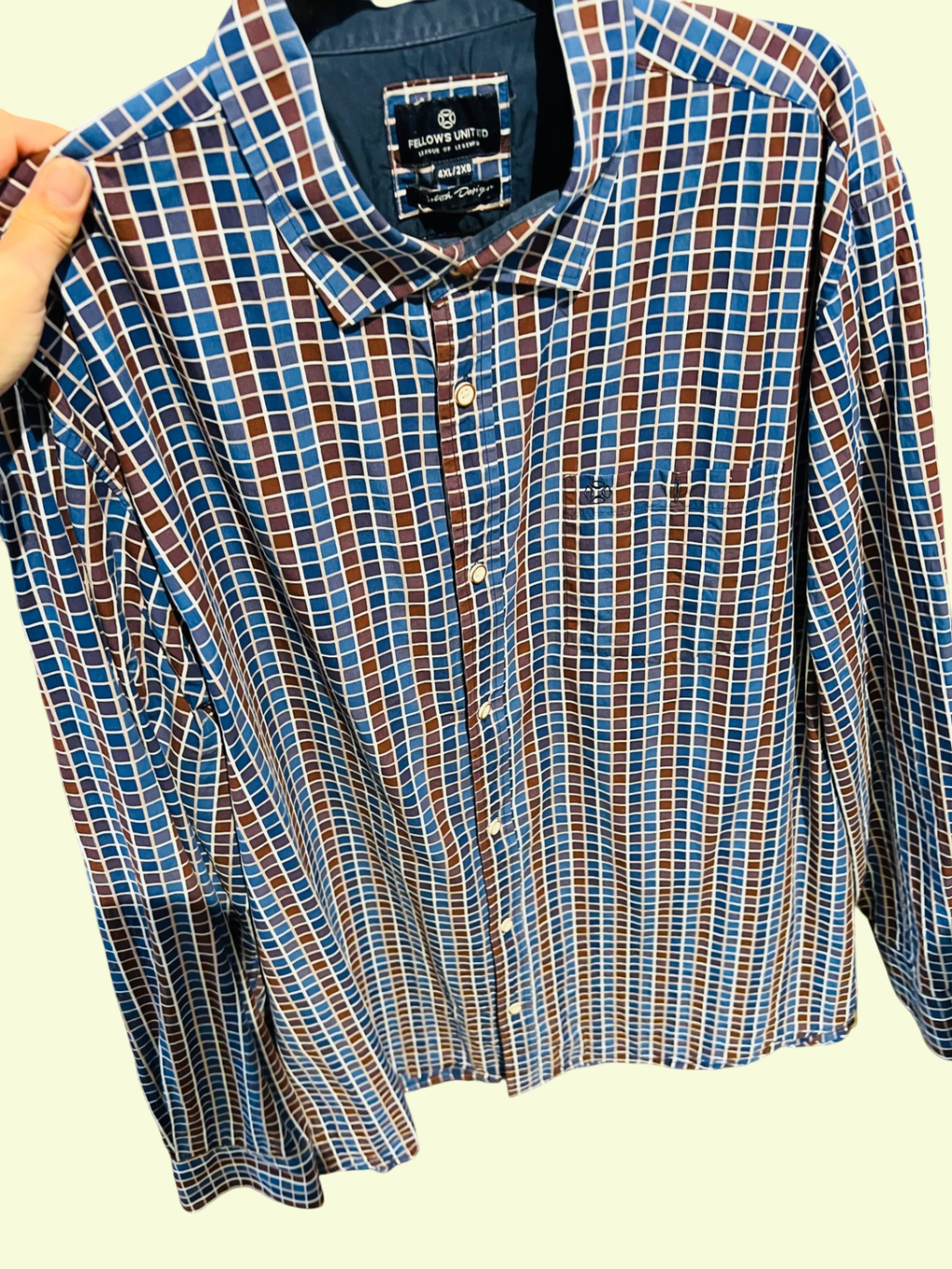 Fellows United Hemd Braun Blau Gr.: 3XL