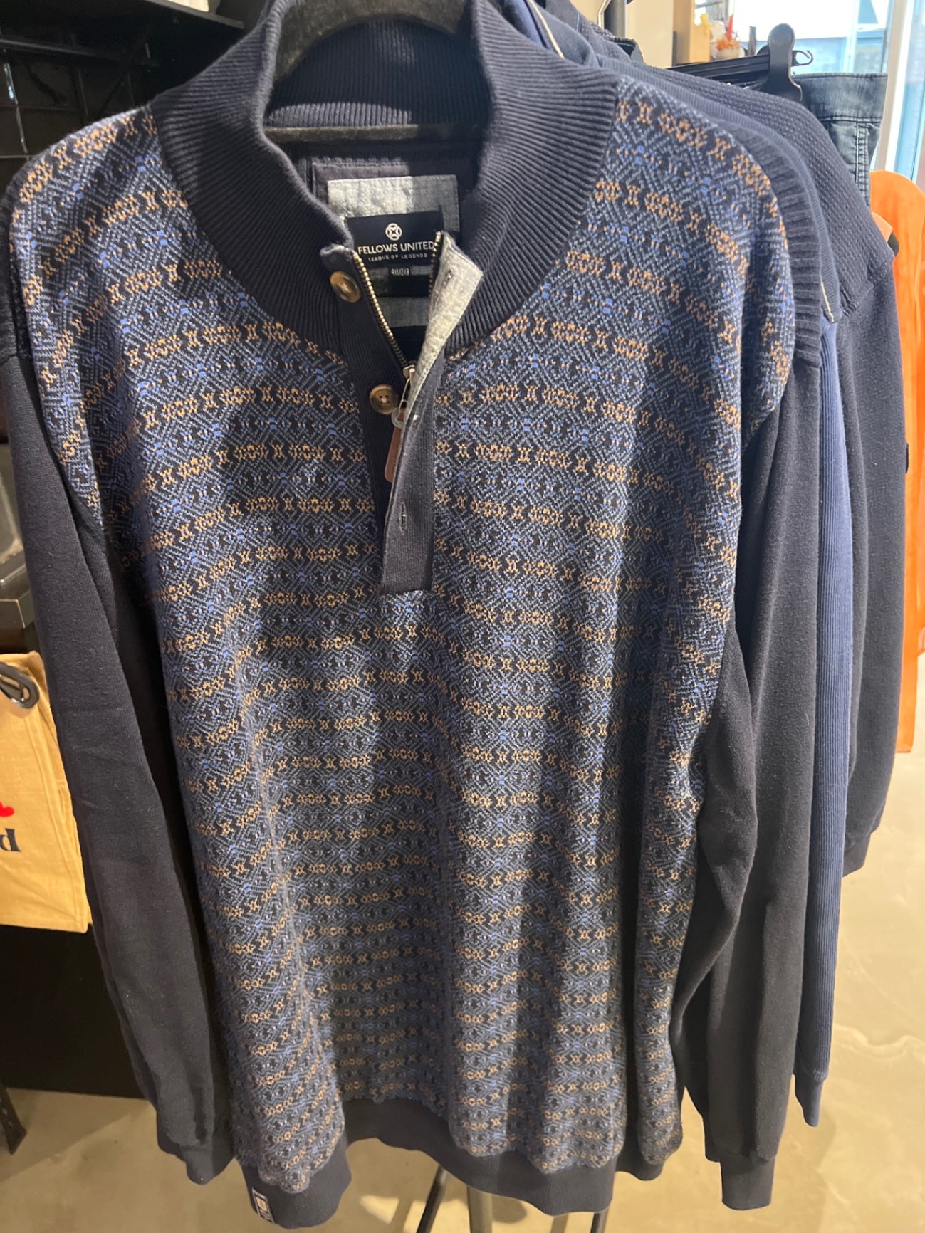 Fellows United Pullover Blau, Gold Gr.: 4XL