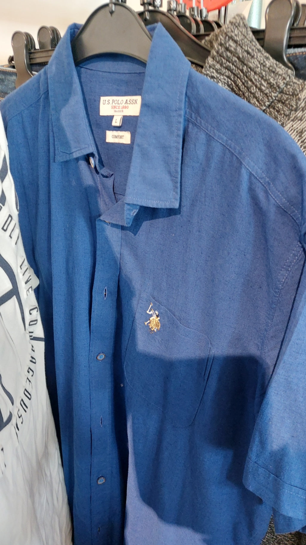 U.S. Polo Assn. Hemd Blau mit Leinen Gr.: L