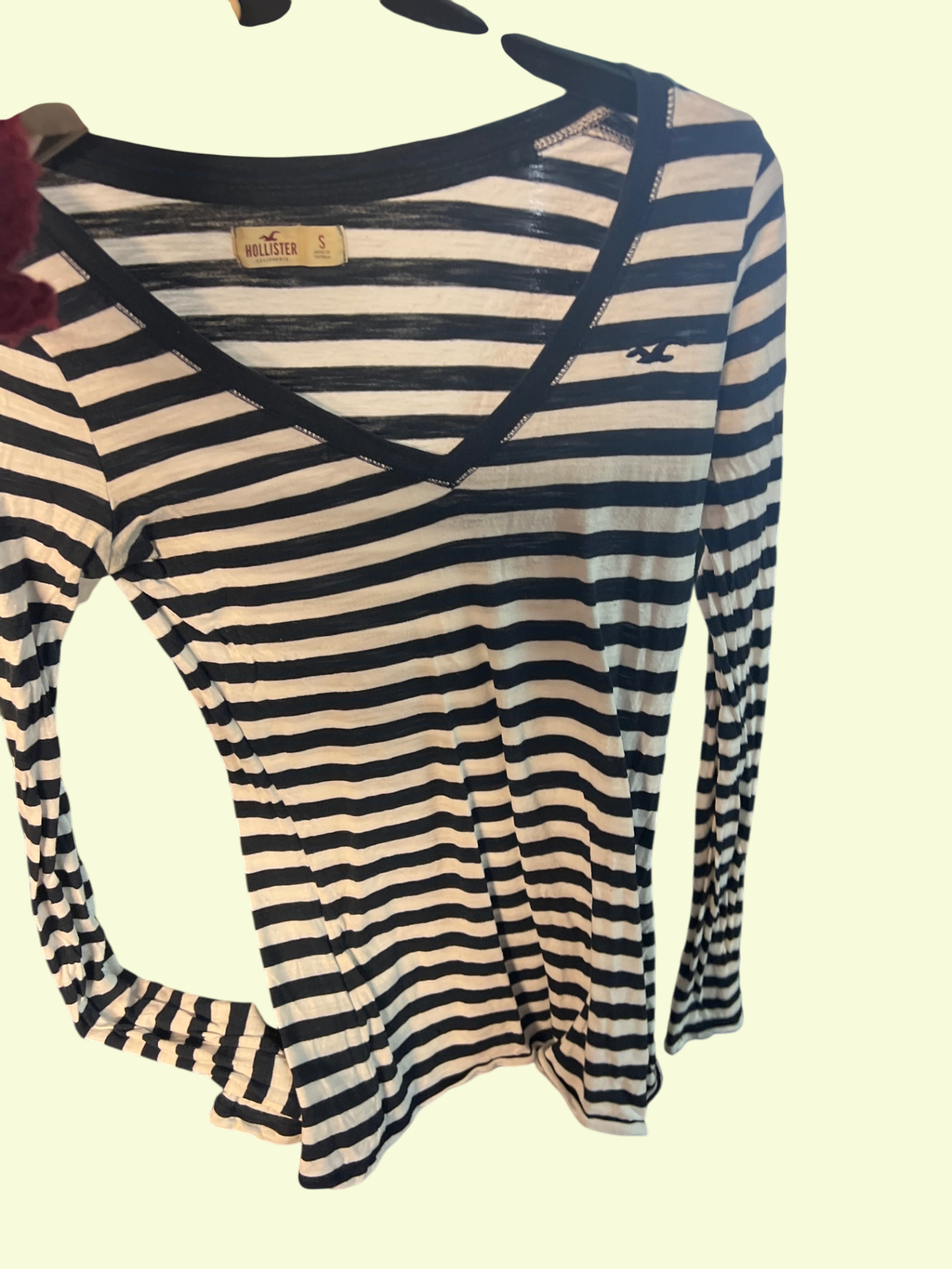Hollister Langarmshirt Marineblau und Weiß Gr.: S
