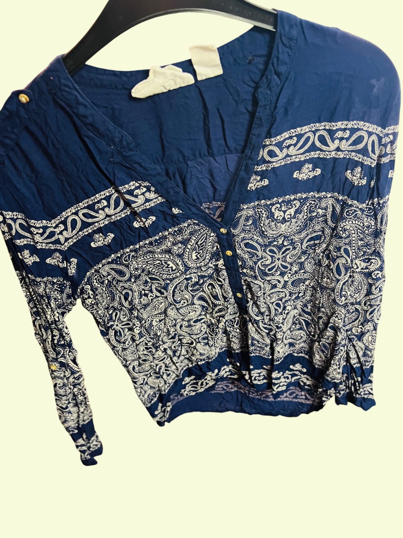 H&M Bluse Blau und Weiß Gr.: S