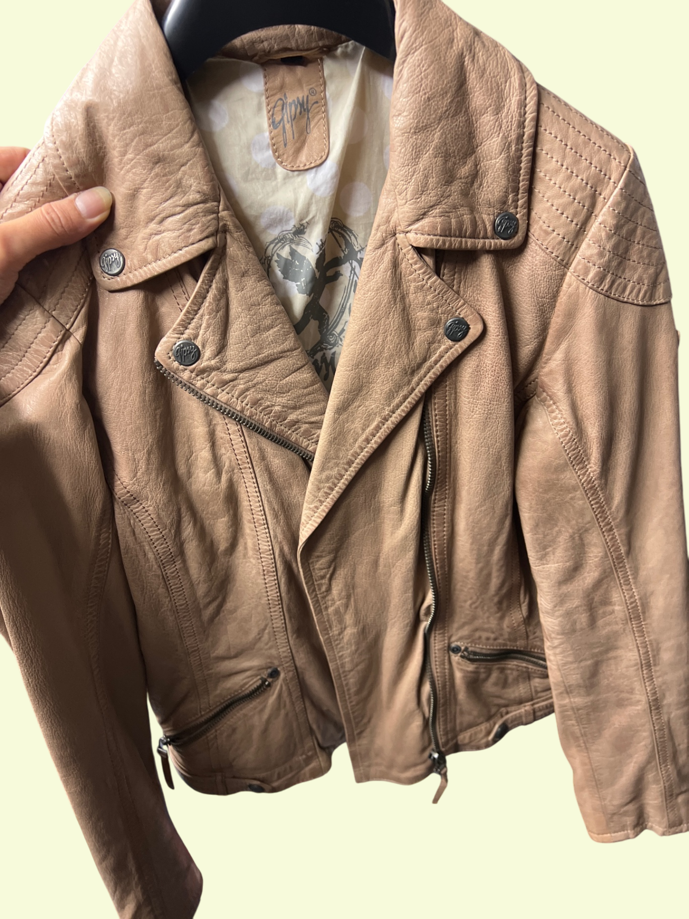 Gipsy Lederjacke Beige Gr.: M