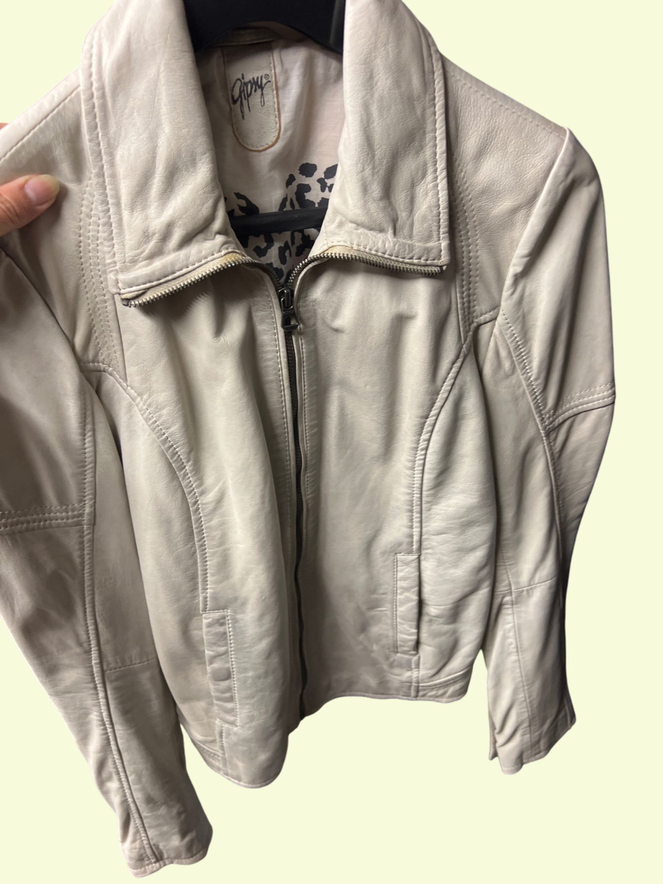 Gipsy Lederjacke Beige Gr.: S