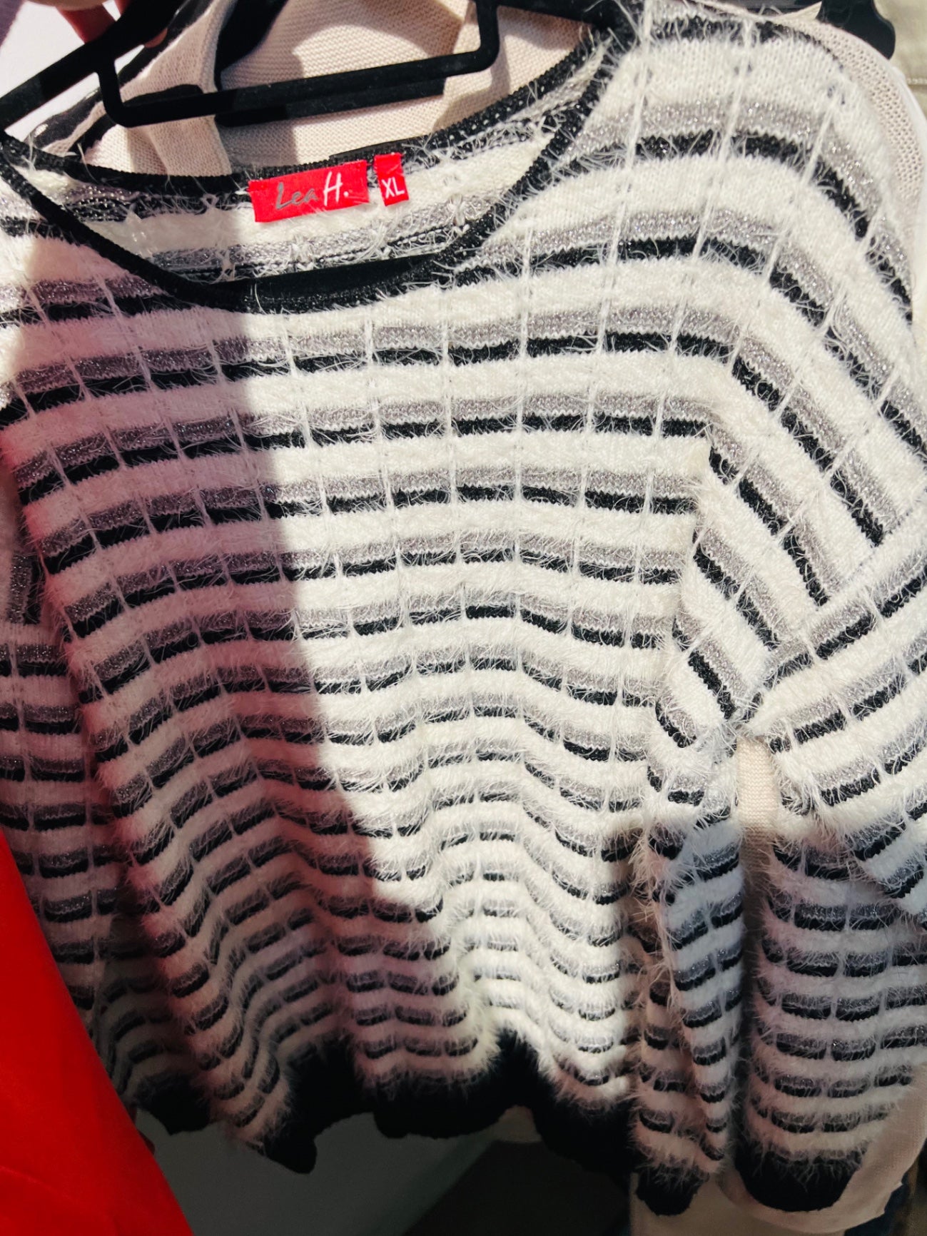 Lea H. Pullover Weiß und Schwarz Gr.: XL