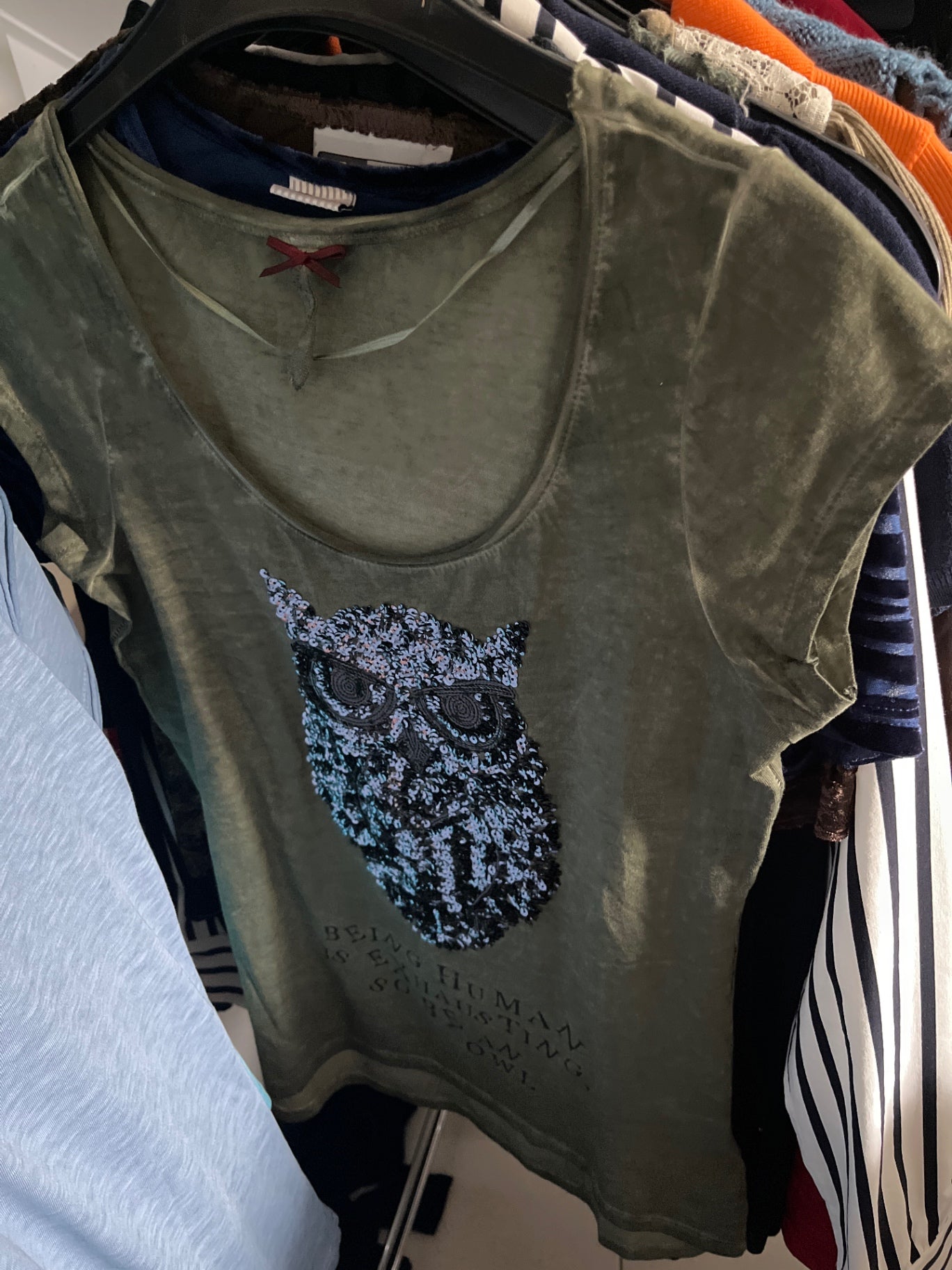 Key Largo T-Shirt Olivgrün Eule Gr.: S