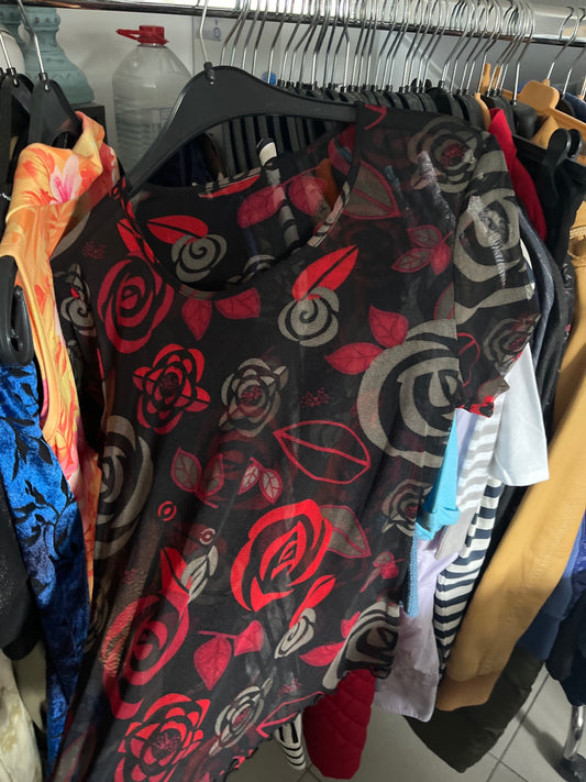Shirt Schwarz rot transparent Gr.: M