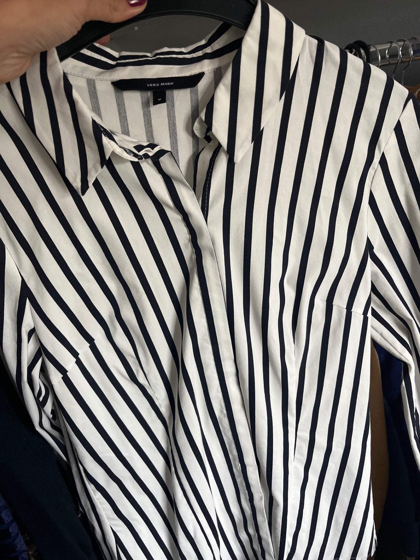 VERO MODA Bluse Weiß schwarze streifen Gr.: M