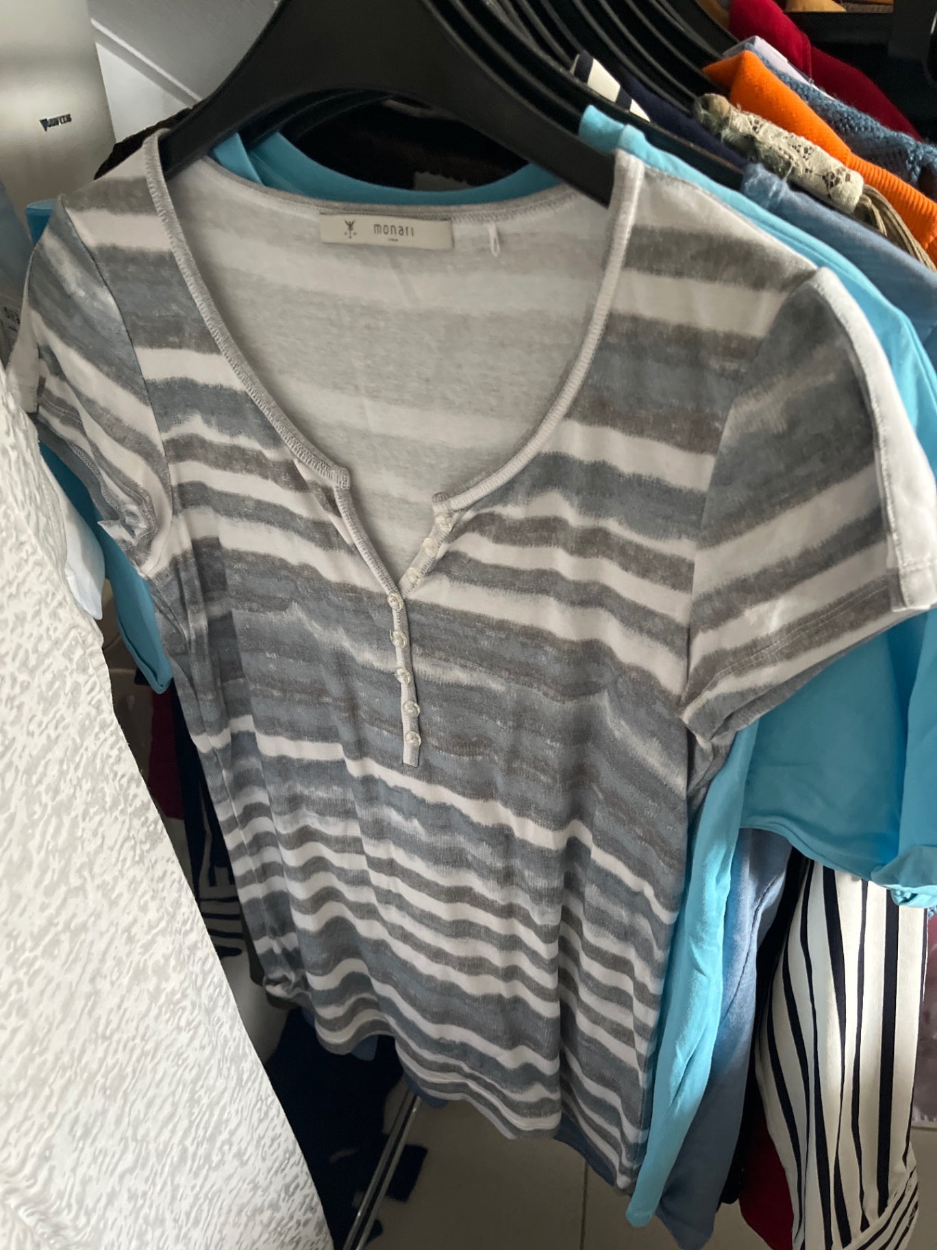 Monari T-Shirt Grau und Weiß Gr.: 38