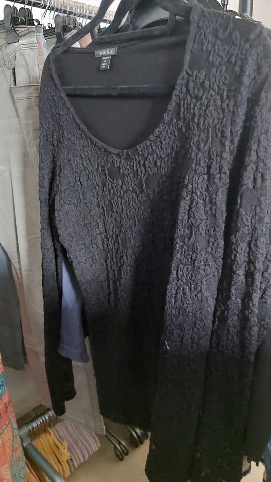 AMISU Langarmshirt Schwarz Gr.: XL
